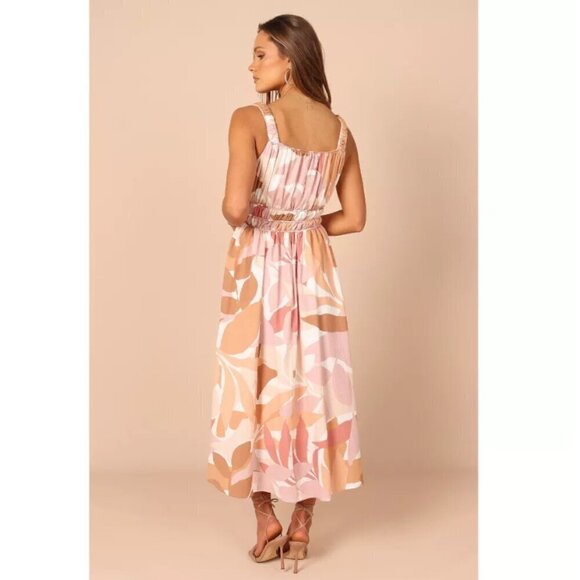 Petal & Pup Girl and the Sun Everleigh Leaf Print Midi Dress M - Picture 2 of 10